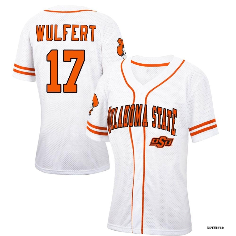 Women's Tyler Wulfert Oklahoma State Cowboys Replica Colosseum White/ Free Spirited Baseball Jersey - Orange
