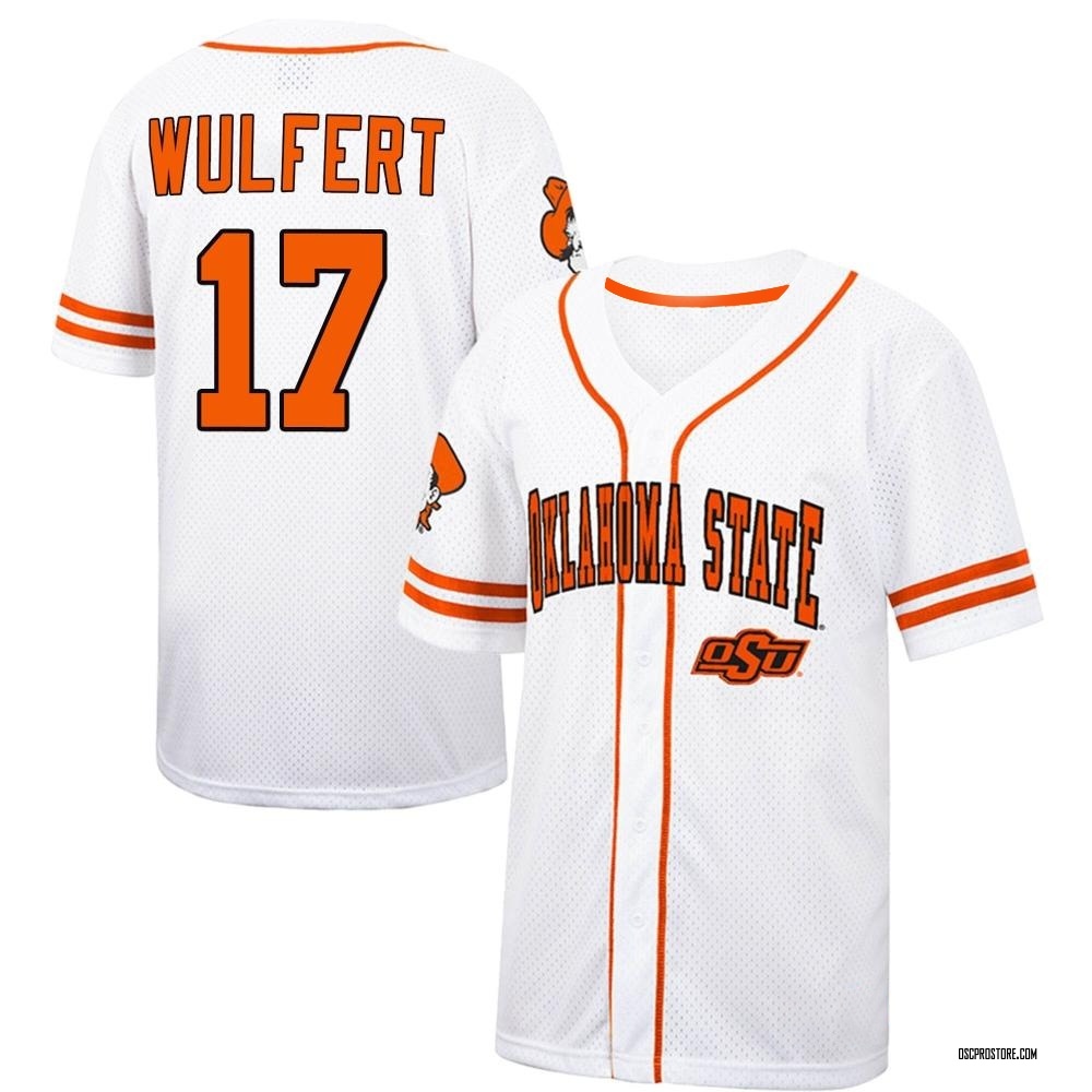 Youth Tyler Wulfert Oklahoma State Cowboys Replica Colosseum White/ Free Spirited Baseball Jersey - Orange